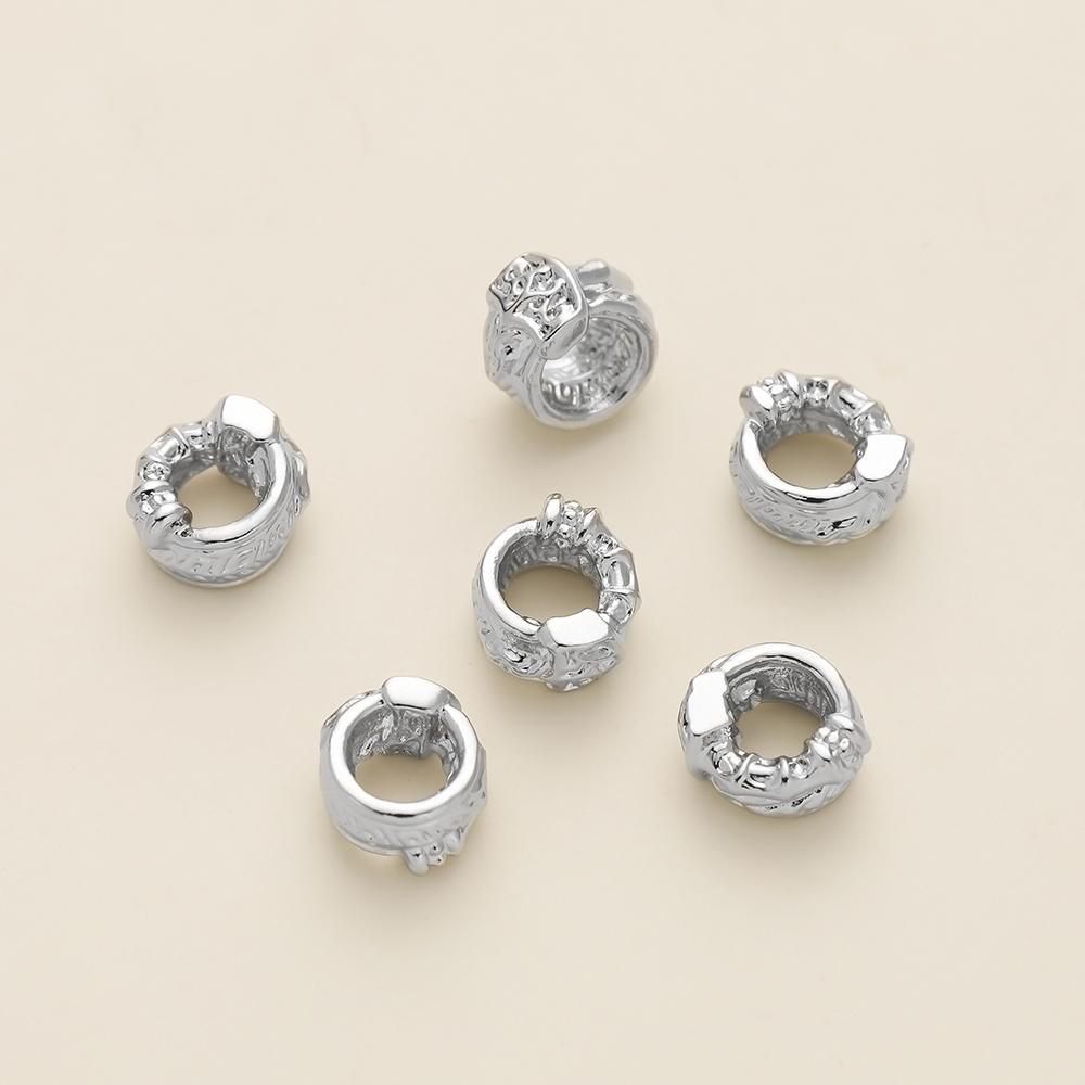 2Piece/Pack 14/18k Gold Color Plated 7.5*9mm Big Hole Spacer Beads for DIY Jewelry Making Bracelet Necklace Accessories