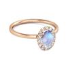 Moonstone Solitaire Halo Accents Ring -925 Sterling Silver Rose Gold Vermeil