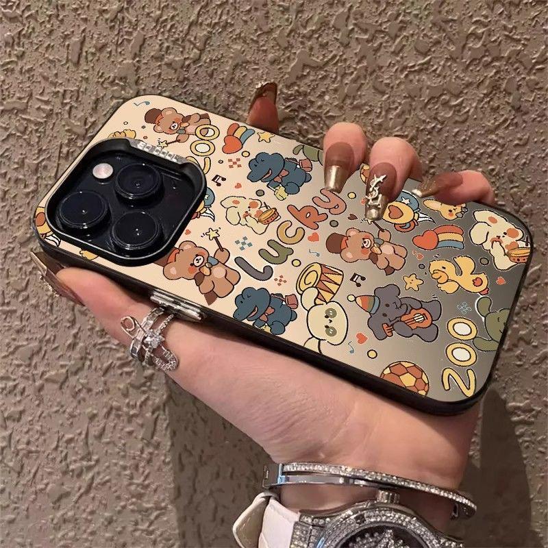 Silver Electroplated Funny Animal Party Case for Apple 12, 13 Pro Max, 14, 15, and 15 Pro Phones