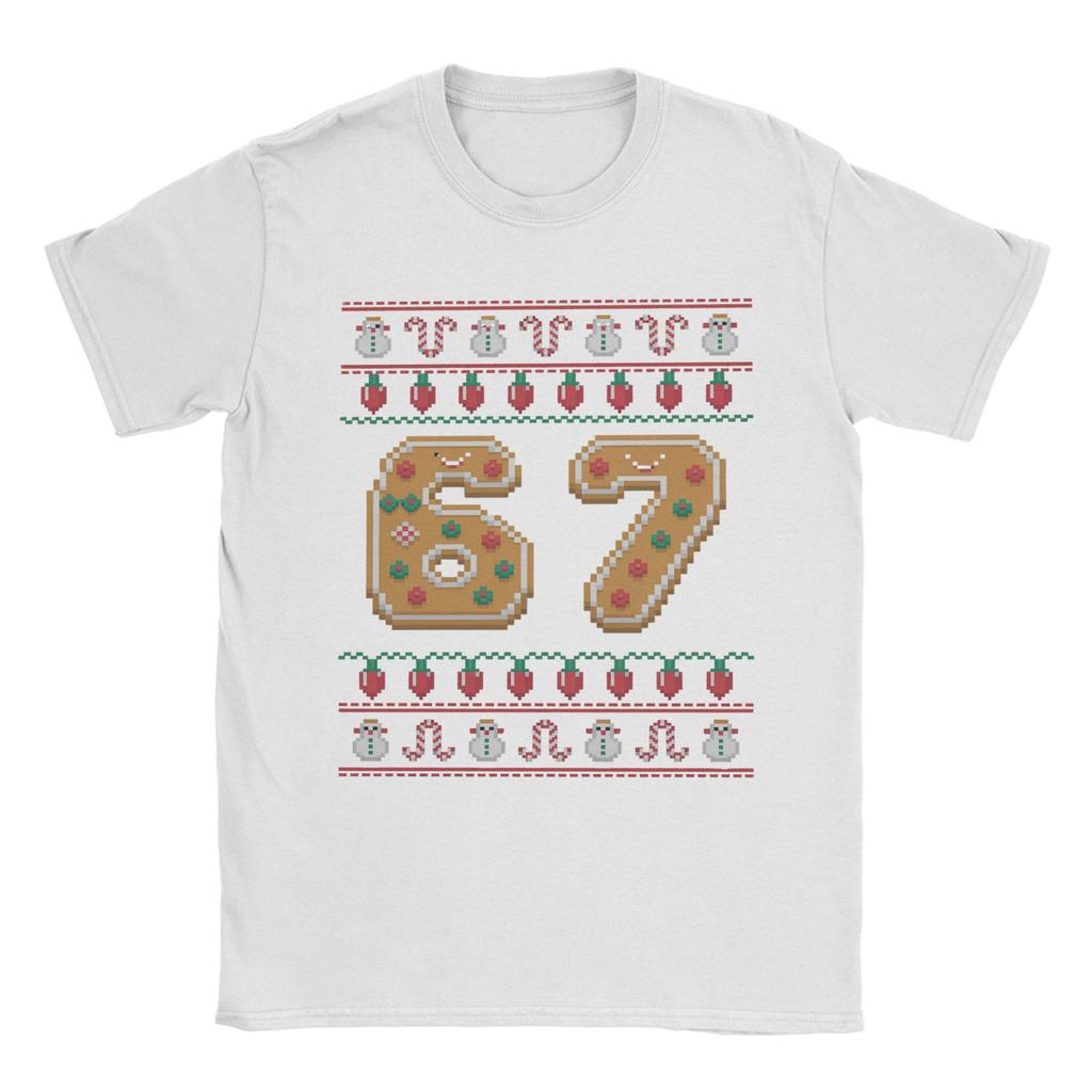 Christmas 67 Funny Xmas T-Shirts Men  Vintage 100% Cotton Tees Crew Neck Short Sleeve T Shirts Summer Tops