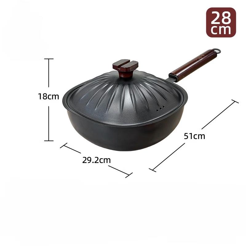 ZISIZ 28cm Square Cast Iron Skillet with Lid