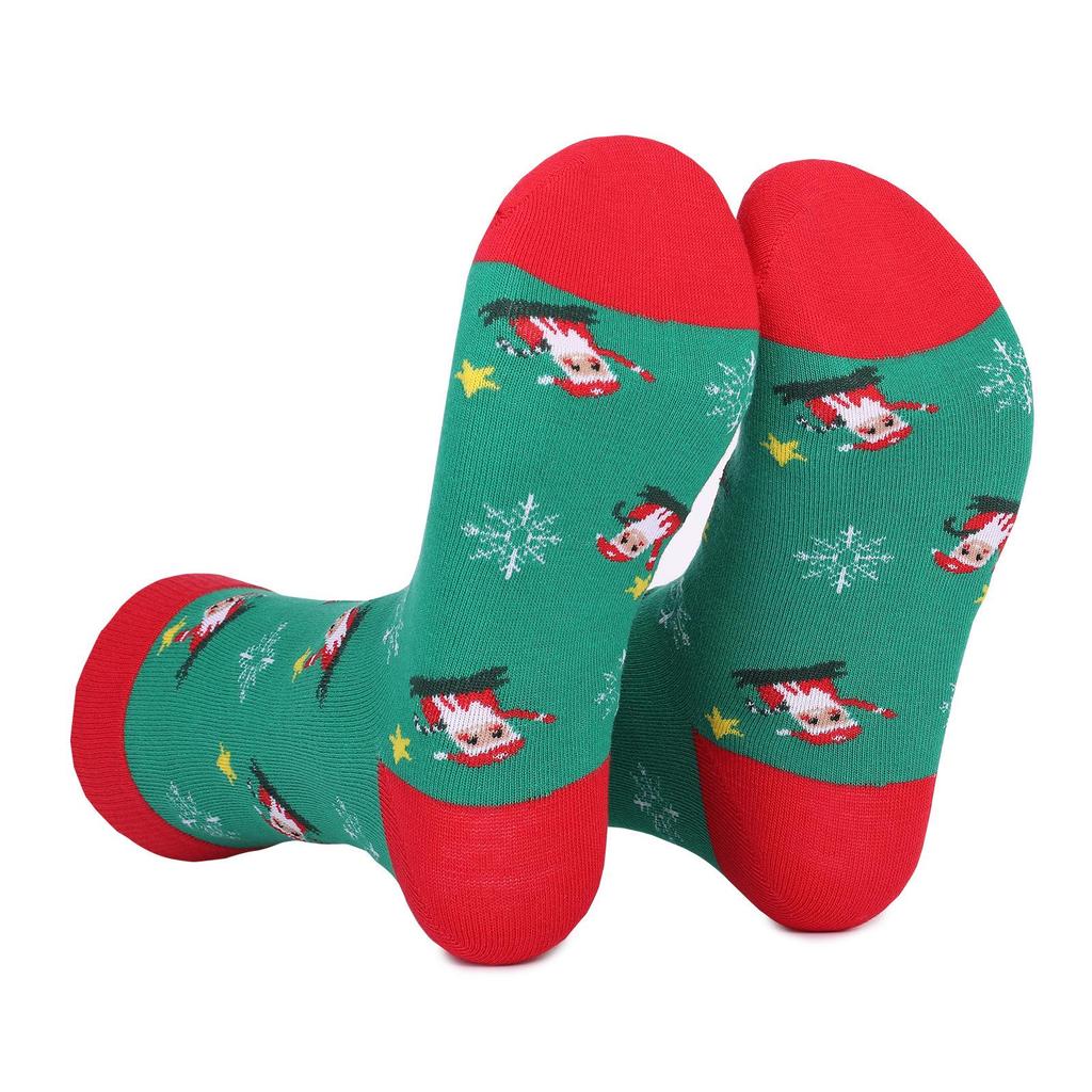 Festive Mid-Calf Christmas Socks - Santa & Elk Design