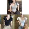 Summer Slim Fit V Neck T Shirt For Women With Polyester Fabric And Short Sleeves