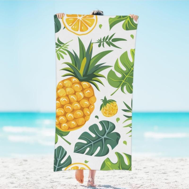

Summer Pineapples Fruit Beach Towel Lightweight Microfiber Beach Towels Decor Quick Dry Pool Towel for Beach Travel Swim Camping W30*H60(CM)