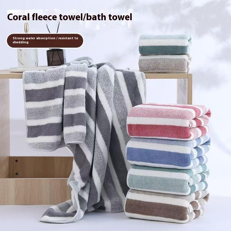 Coral Fleece Towels Thick Bath Towel Strong Water Absorption And Quick Drying Non Shedding Durable Suitable For Families Beaches