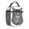 Cute Cat Wearing The Keffiyeh Accessories Insulated Lunch Tote Bag For Work Food Storage Bag Leakproof Cooler Thermal Lunch Box