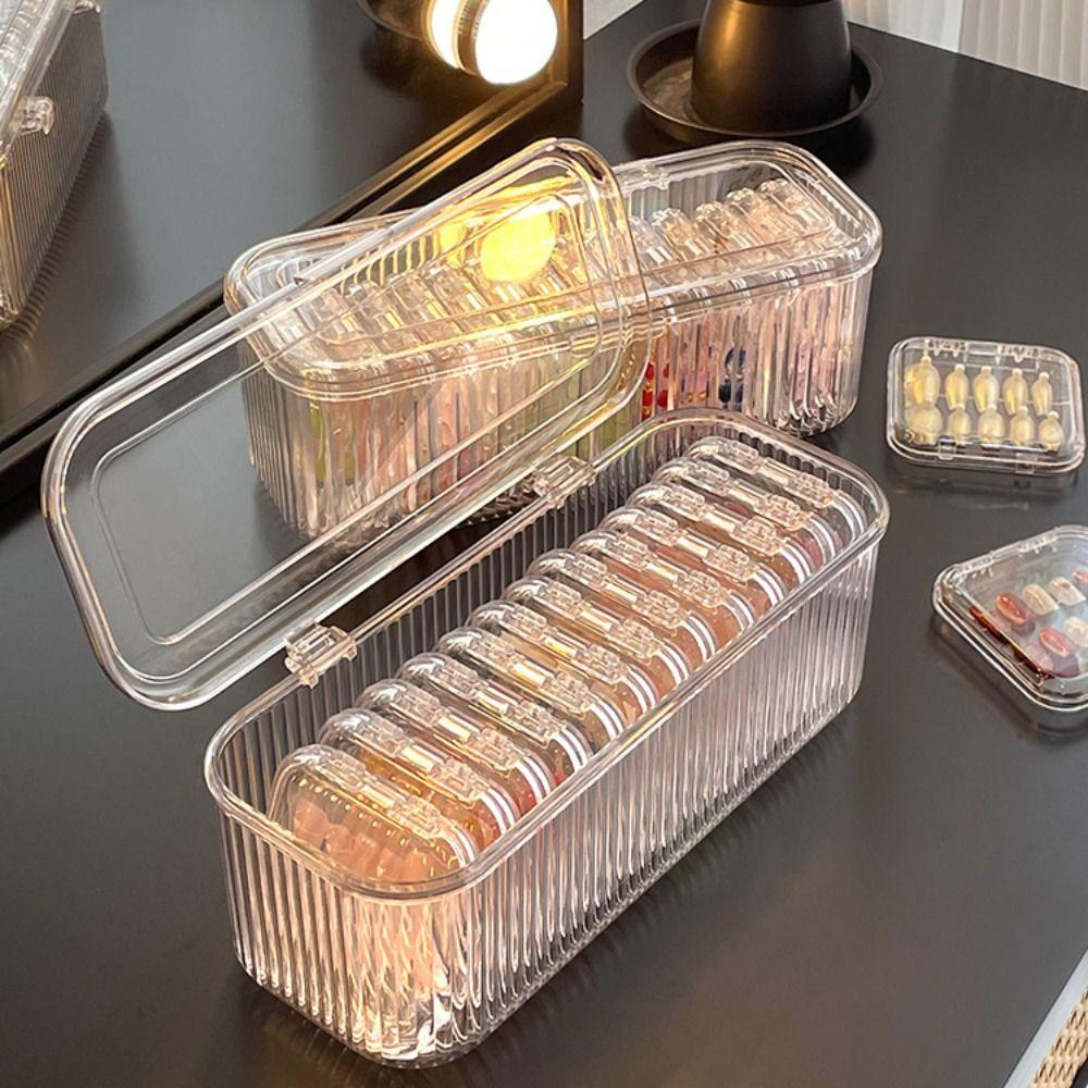 

Прозрачный контейнер для хранения с мини-органайзером для фотокарточек на 10 ячеек, новая коробка для демонстрации значков Flip Box