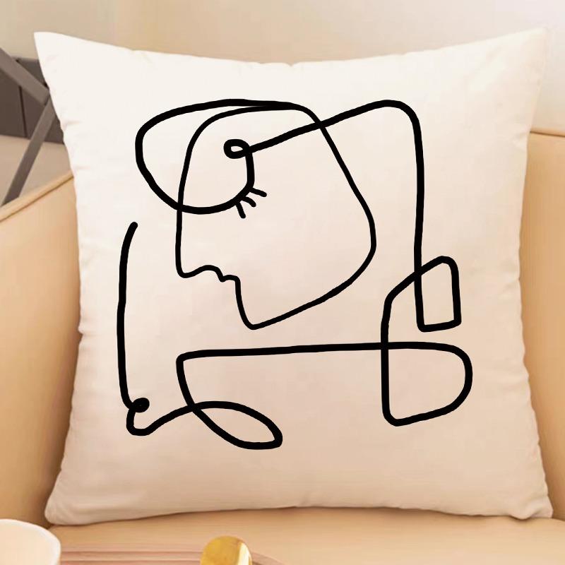 

Простые линии Кролик Наволочка для украшения общежития Офис Гостиная Диван Домашняя наволочка 40x40cm