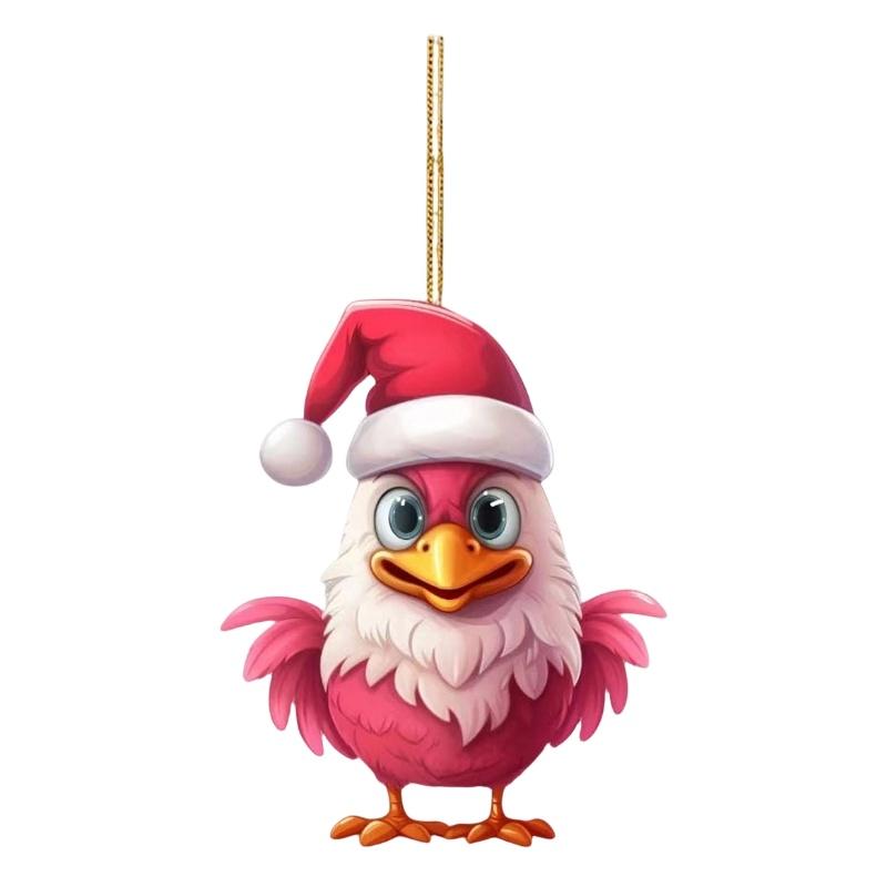 Cute Pink Cartoon Chicken Car Ornament Christmas Tree Decoration For Festive Home Dcor