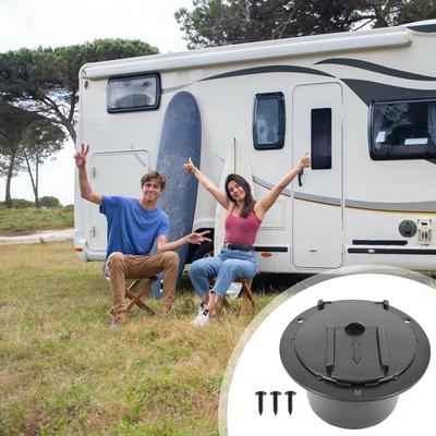 RV Power Cord Hatch Black Round RV Cable Cover With Lid RV Cable Pass Through Wire Organizer RV Covered Power Cord Hatch Round