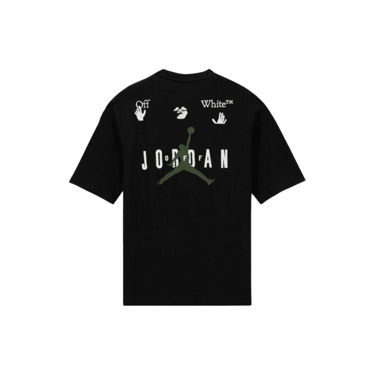 Футболка Air Jordan x Off-White MJ Азиатский размер Черный Белый Лесной Зеленый Мужская DM0062-010 XS