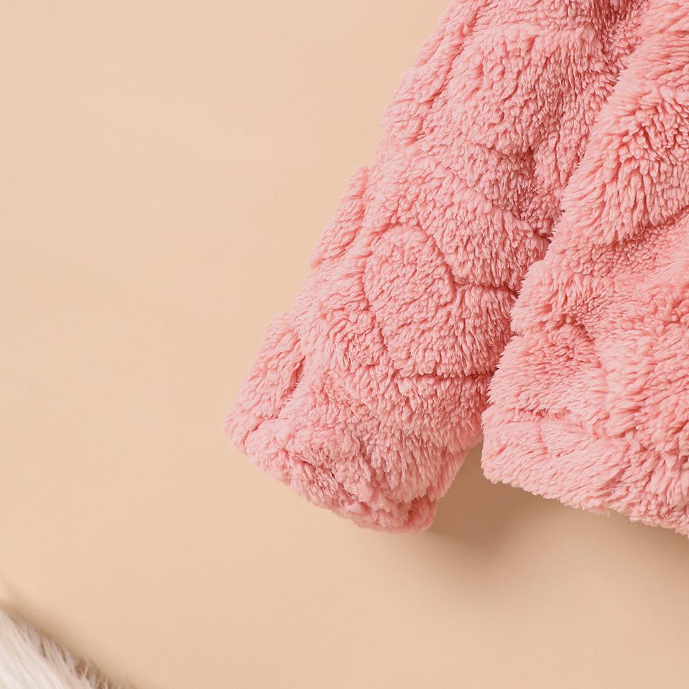 Kinderbekleidung Neuer Herbst Winter Herz Jacquard Plüsch Niedlicher Mantel für Mädchen