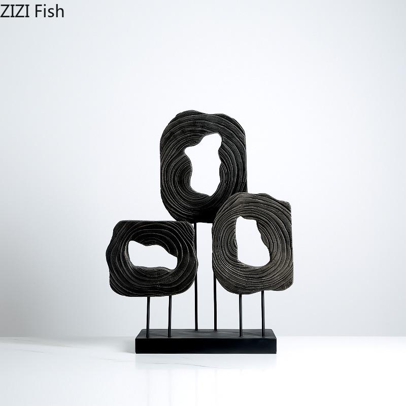 Abstract Triangle Statue Hollow Out Artwork Ornaments Desk Decoration Creative Wood Sculpture Crafts Room Aesthetic Decor