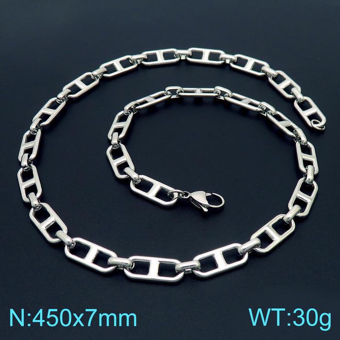 Trendy Stainless Steel Figaro Chain Bracelet & Necklace Set - Simple, Versatile Jewelry Accessory