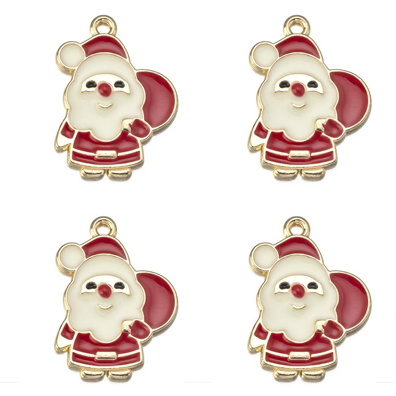 10pcs/lot Alloy Drip Oil Pendant Santa Claus Snowman Christmas Tree Charm Pendant For DIY Men Women Earrings Necklace Party Gift