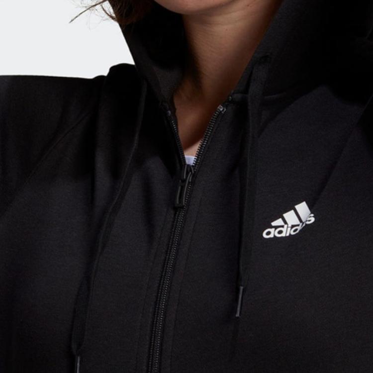Adidas Essential Gian Hooded Loose Comfortable Full Zip Hoodie Women hoodies Black GM5545