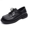 Leather Small Leather Shoes Women's Spring and Autumn New Round Head Lace-up Single Shoes Two Shoes