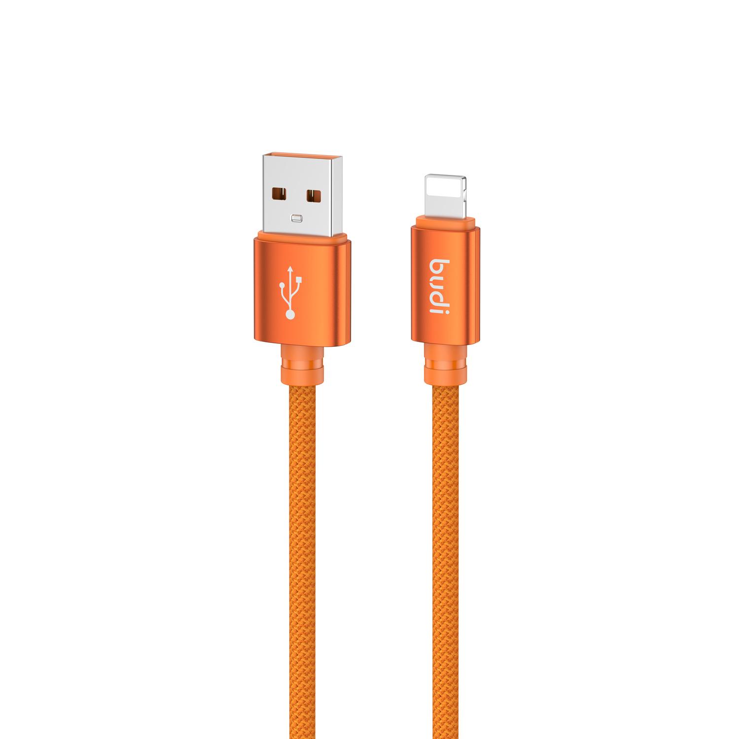BUDI DC271L15C 1.5m USB-A to Lightning Data Cable 18W Fast Charging Nylon Braided Cord