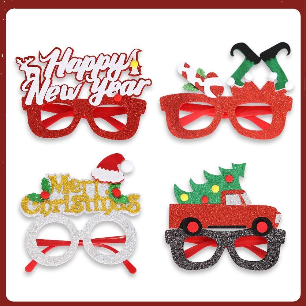 Red Santa Claus Eyeglasses Christmas Decorative Glasses Party Decorations Christmas Frame Glasses