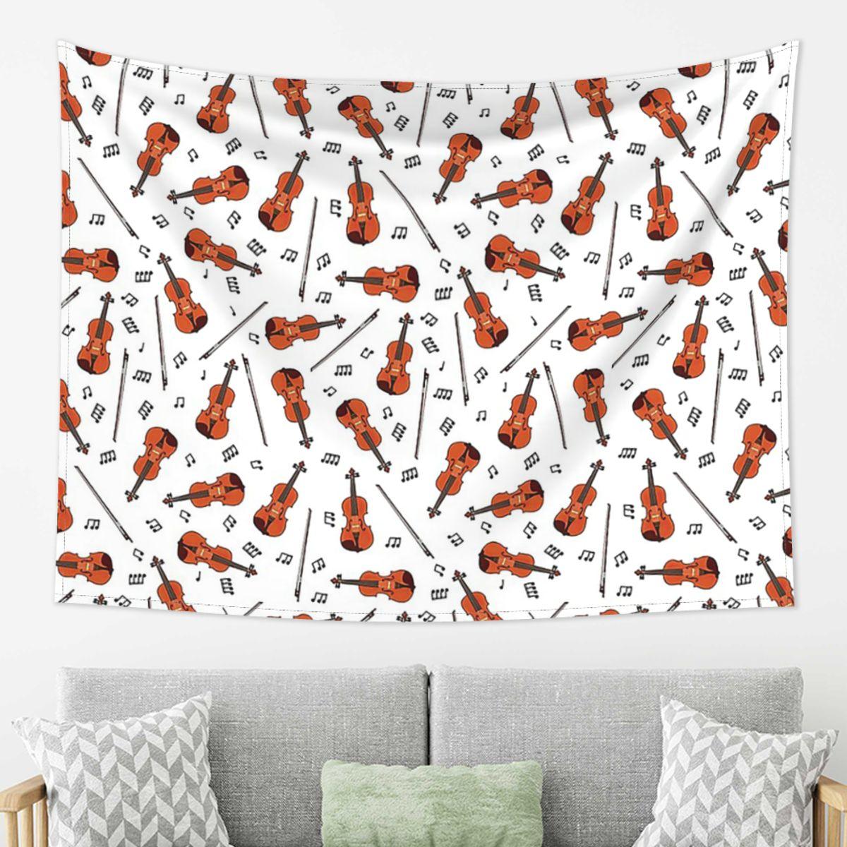 

Violin And Music Notes Tapestry Decoration Art Aesthetic Tapestries for Living Room Bedroom Home Wall Cloth Wall Hanging 74x94cm(29x37in)