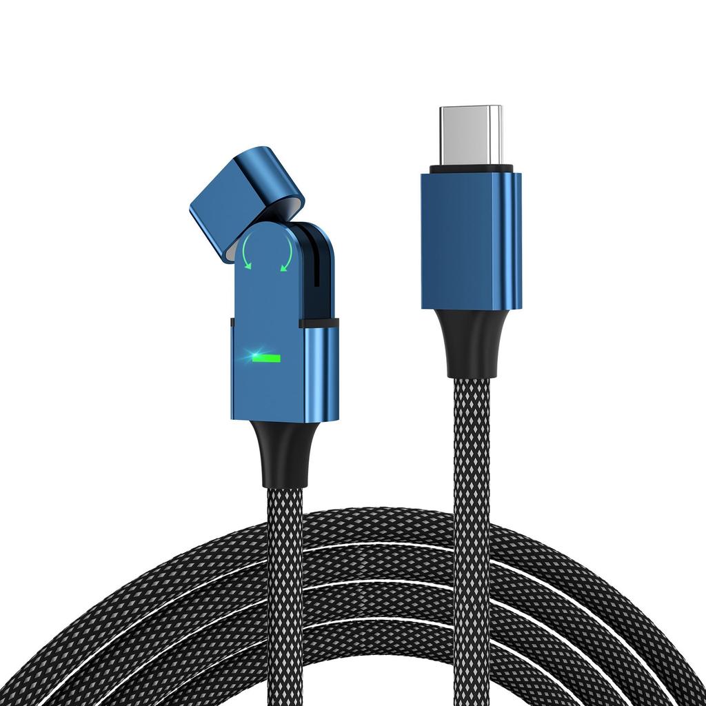 100W Fast Charging Magnetic Cable with 180° Rotating Type-C Angled Connector for Phones and Computers