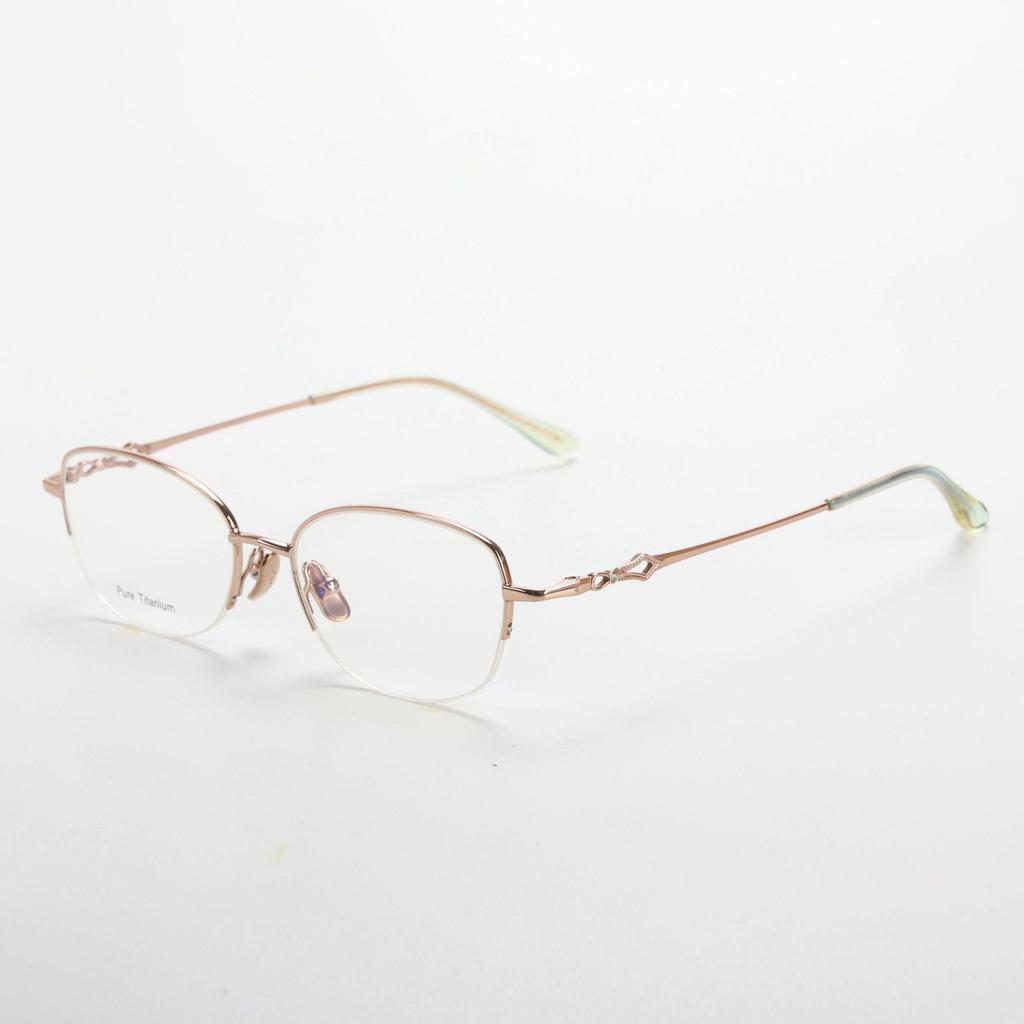 M6719S Retro Semi-Rimless Pure Titanium Eyeglass Frame for Men & Women, Prescription-Friendly for Myopia