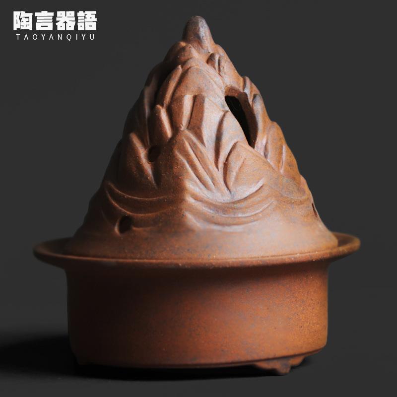 Coarse Pottery Old Rock Clay Cliff Mountain Incense Holder Mist Smoking Steamers Incense Burners Consecrate Censer Home Craft