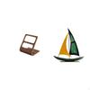 TV Remote Organizer Iron Sailboat Sculpture Desktop Storage Box Tabletop Ornament Standing Two
