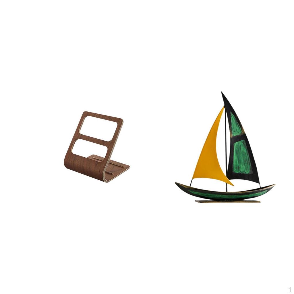 TV Remote Organizer Iron Sailboat Sculpture Desktop Storage Box Tabletop Ornament Standing Two