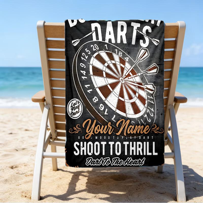 Custom Name Beach Towel Throw Darts Printed Beach Towel, Soft Microfiber, Gift for Her/Him, Birthday, for Pool, Beach, Travel, Fan Gifts