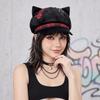 Y2K Plaid Octagonal Hat Irregular Painter Artist Cap Fashion Cat Ears Beret Hat  Travel
