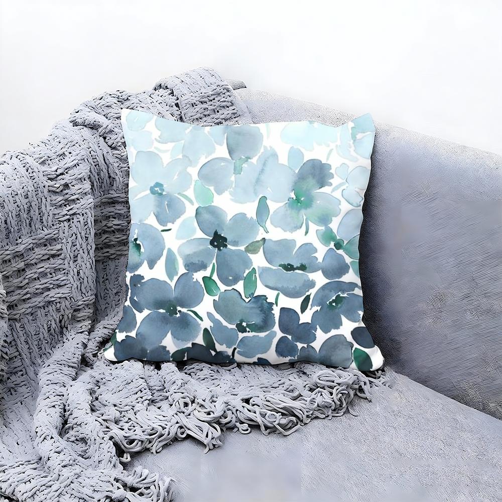 Painted Blue Print Creative Cushion Cover Premium Comfort Reversible Pillow Cove -Two in One Design for Any Room & Car Interior