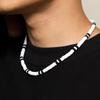 Boho Jednoduchý polymerový černobílý choker náhrdelník pro ženy Muži Letní Vintage Krátký řetízek na klíční kost Party Šperky Dárek
