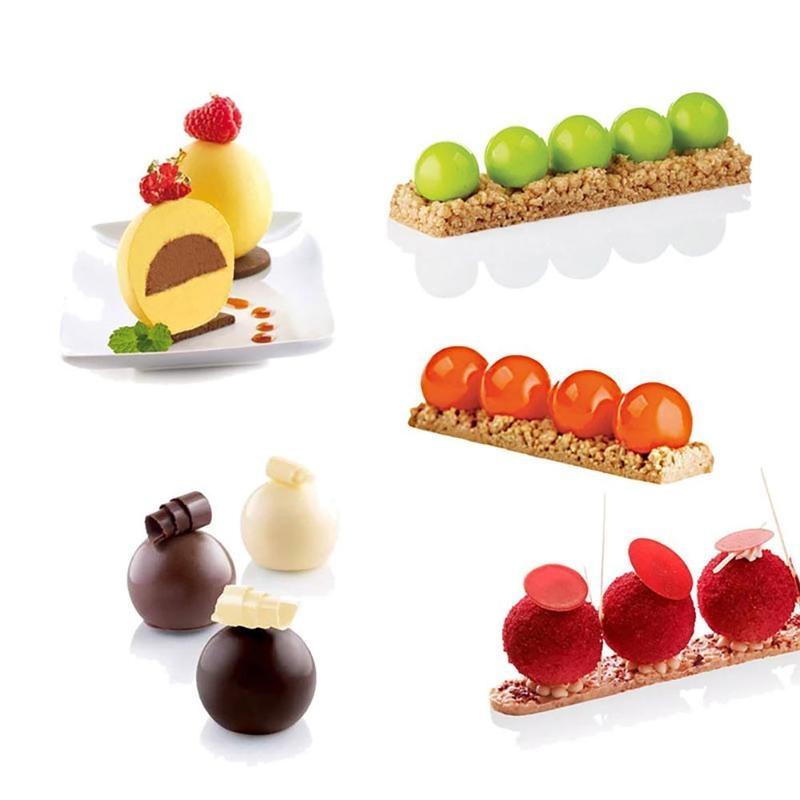 New 1 Pc White Silicone Mousse Mold French Dessert Baking Cake Mold Heart and Round Cupcake Baking Mouss