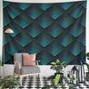 Teal Chevron Diamond Geometric Pattern Wall Tapestry Black Neon Lines Modern Decor for Bedroom Dorm Gift