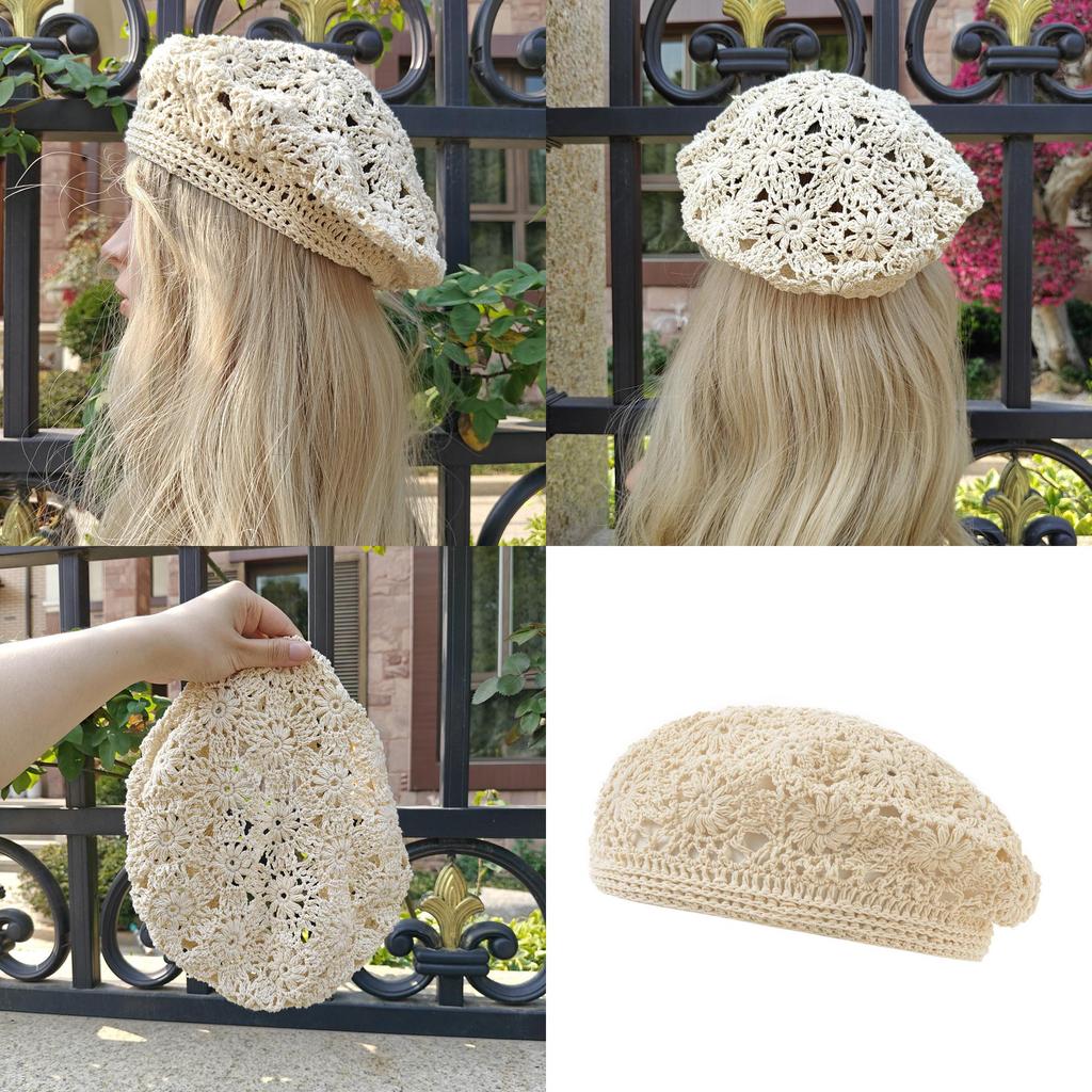 Vintage French Style Knit Beret Hat With Breathable Polyester For Art Lovers Summer Fashion