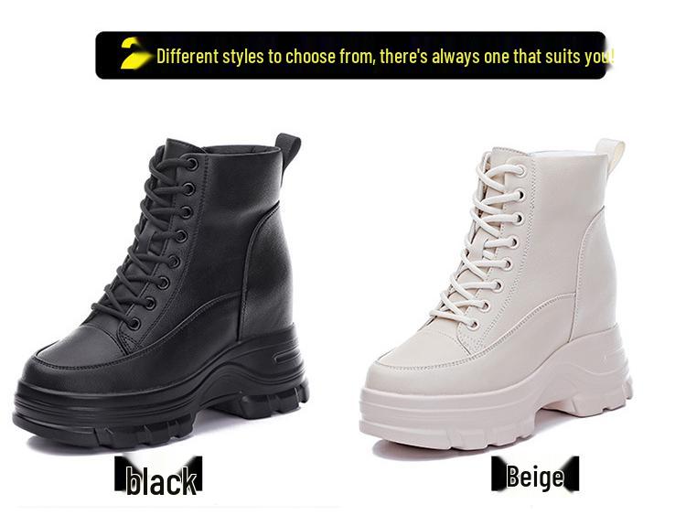 2025 New Women's British Style Ankle Boots - Autumn Collection, Versatile Thick Sole Martin Boots with Inner Lift for a Slimming Effect