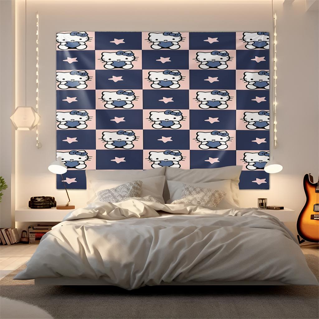 Hello Kitty Tapestry Wall Hanging Kawaii Aesthetic Room Decor Cute Wall Art for Bedroom Dorm Teen Girls