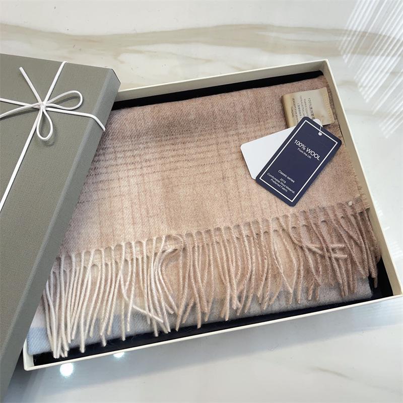 100% Reine Wolle Blauer Karoschal - Warmer, Vielseitiger Halswärmer für den Winter