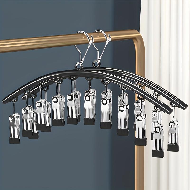 1PC curved multi-clip hanger with 10 non-slip clips and rubber coating -