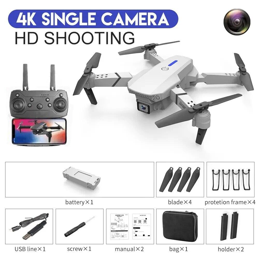 2025 E88Pro RC Drone 4K 1080P Wide Angle HD Camera Foldable Helicopter WIFI FPV Height Hold Gift Toy