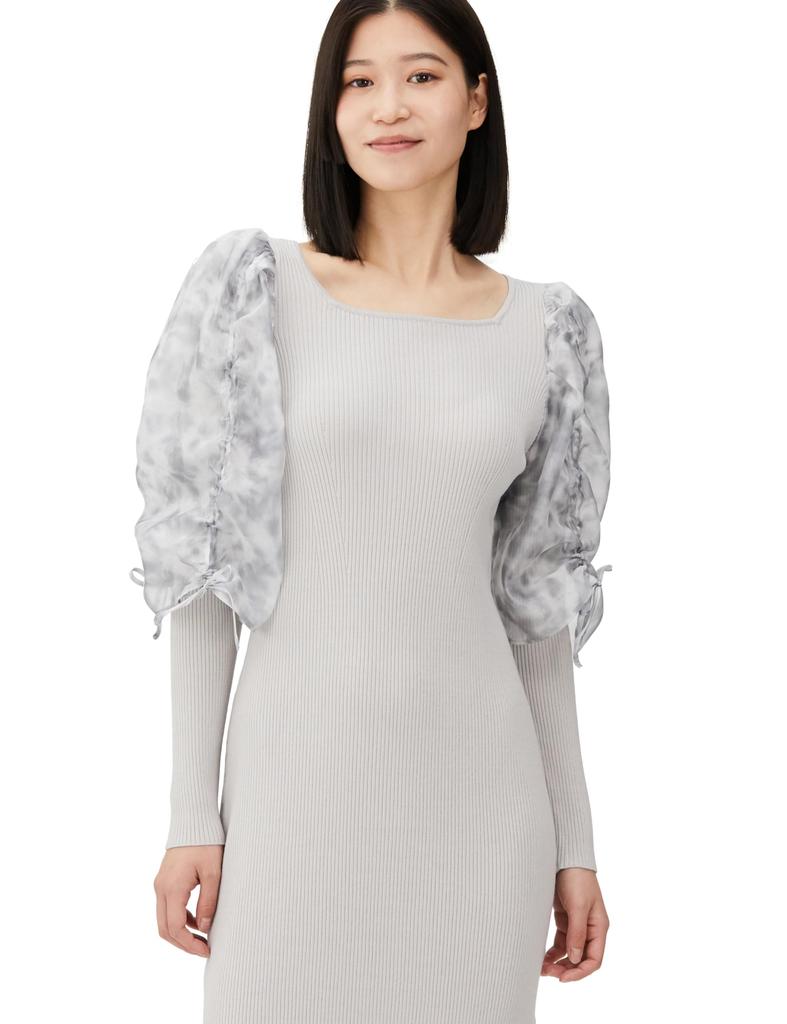 Jill by Jill Stuart Sheer Gathered Sleeve Knit Dress, Web-Exclusive Color: Beige