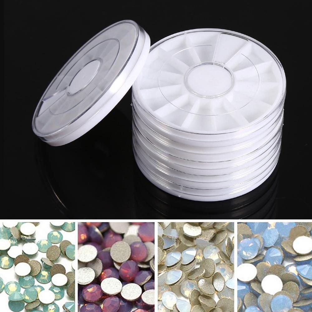6Pcs/Set 12 Compartments Nail Art Decoration Gem Rhinestone Empty Wheel Box Storage Container