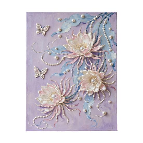 

Набор для рисования жемчугом DIY Легкое интуитивное творчество Рисование цветочного узора на холсте с предварительной печатью F