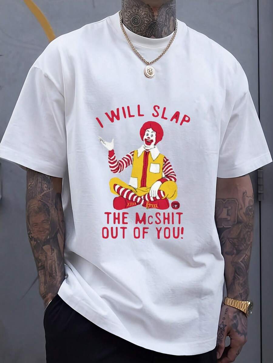 Unisex s Funny Graphic T-Shirt -  I Will Slap The McShit Out Of You  Bold Red Text XL