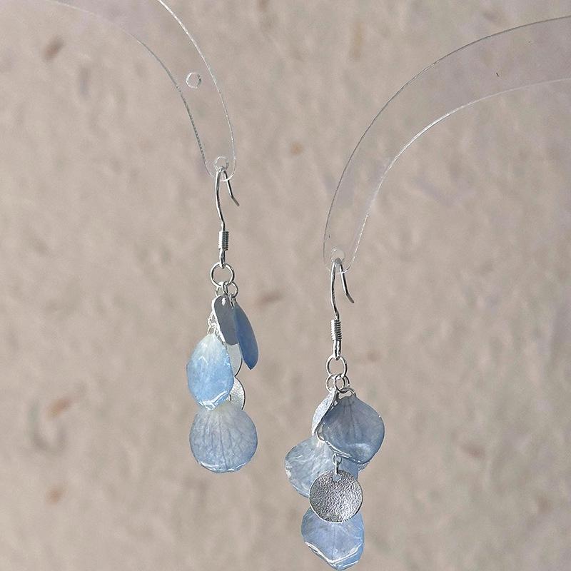 Orecchini Rotondi a Conchiglia Blu Sfumato - Design di Moda Lusso Leggero