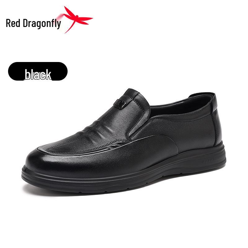 Мужские зимние повседневные кожаные слипоны Red Dragonfly с меховой подкладкой 38 чёрный