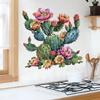 Watercolor Realistic Cactus Flower Wall Stickers, Self-Adhesive Ins Style Decor for Bedroom Kitchen Fridge Cabinet Door Decoration