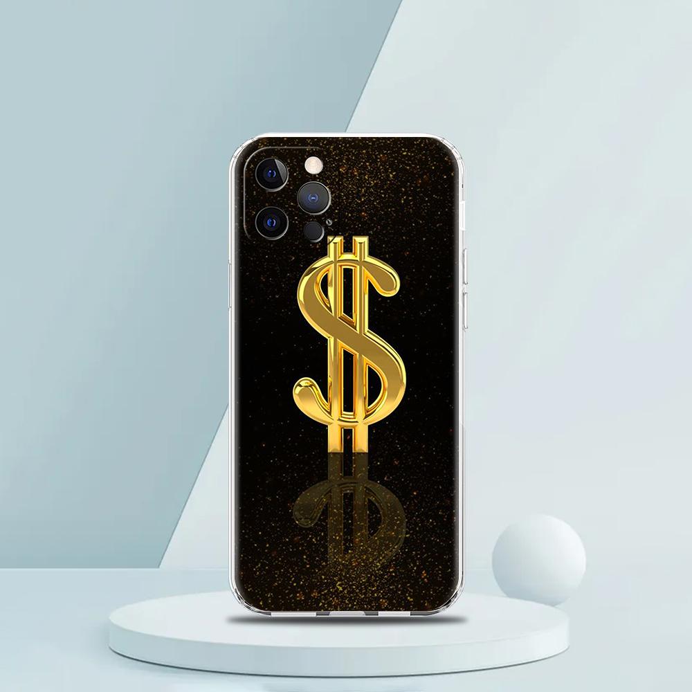 USD Dollar Cash Luxury Soft Transparent Phone Case Cover for iPhone 16 15 14 13 12 11 Pro Max XR 8 7 Plus XS Max Shockproof Bag