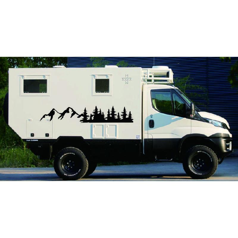 2 Naklejki Las i Góry na Karoserię Samochodu, Kampera, Samochodu Kempingowego, Przyczepy, Ciężarówki